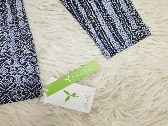 Blau Drip Luxe Print Langarm-Top