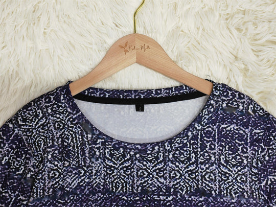 Blau Drip Luxe Print Langarm-Top