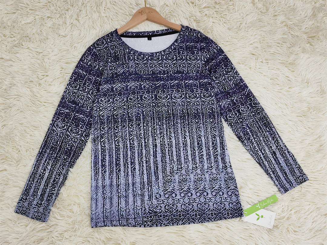 Blau Drip Luxe Print Langarm-Top
