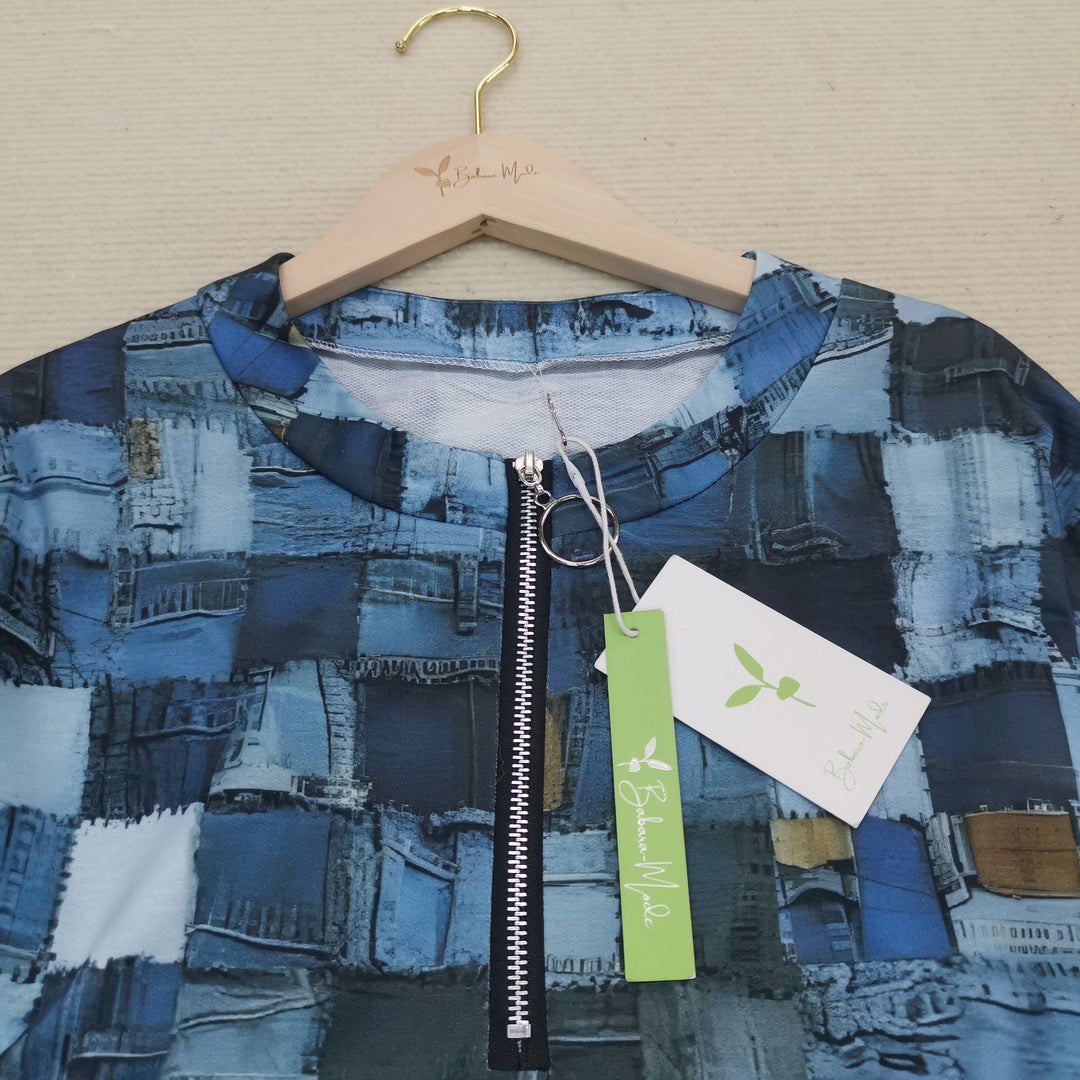 Chambray-Patchwork-Oberteil im Distressed-Look