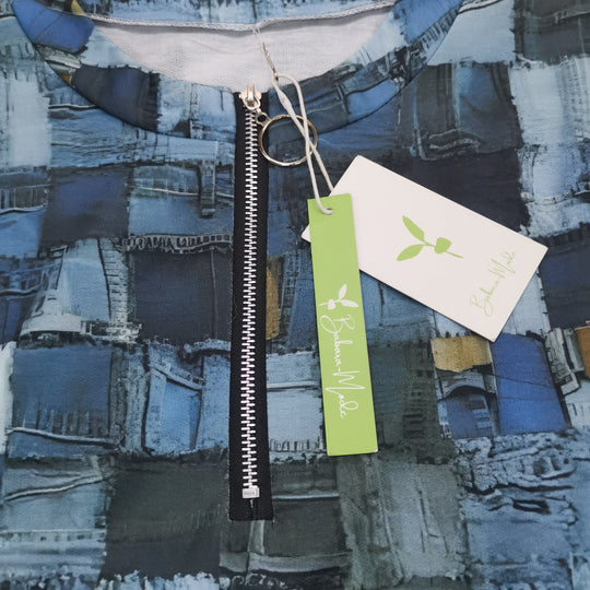 Chambray-Patchwork-Oberteil im Distressed-Look