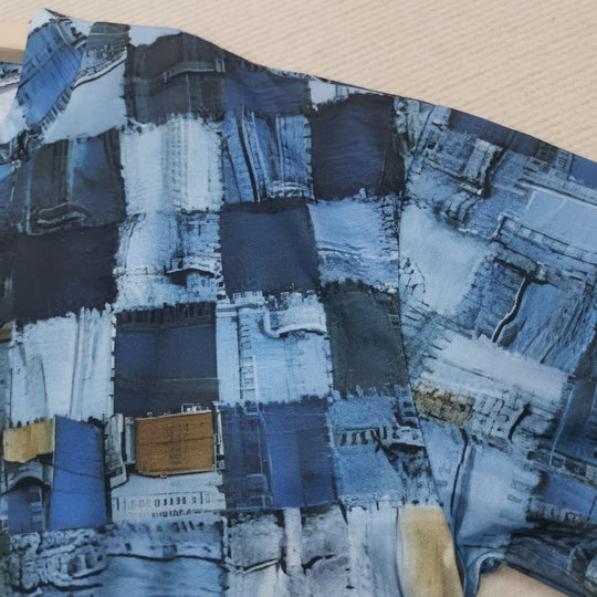 Chambray-Patchwork-Oberteil im Distressed-Look