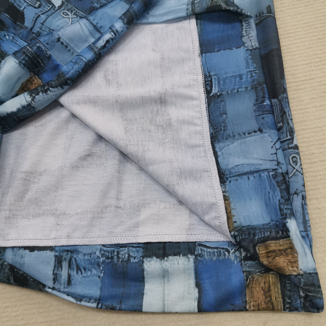 Chambray-Patchwork-Oberteil im Distressed-Look