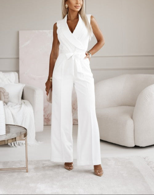 Heidi-Mode | Ärmelloser Wickel mit Weitem Bein Jumpsuit für Frauen