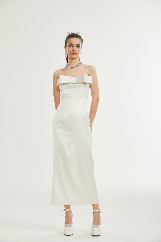Heidi-Mode | Bogen Detail Off Shoulder Kleid