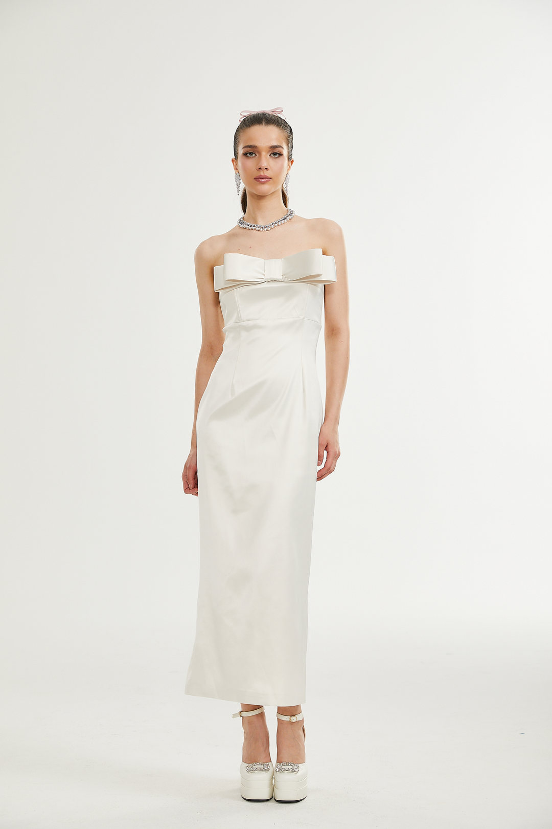 Heidi-Mode | Bogen Detail Off Shoulder Kleid