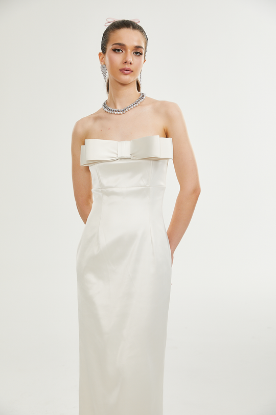 Heidi-Mode | Bogen Detail Off Shoulder Kleid