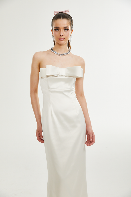 Heidi-Mode | Bogen Detail Off Shoulder Kleid