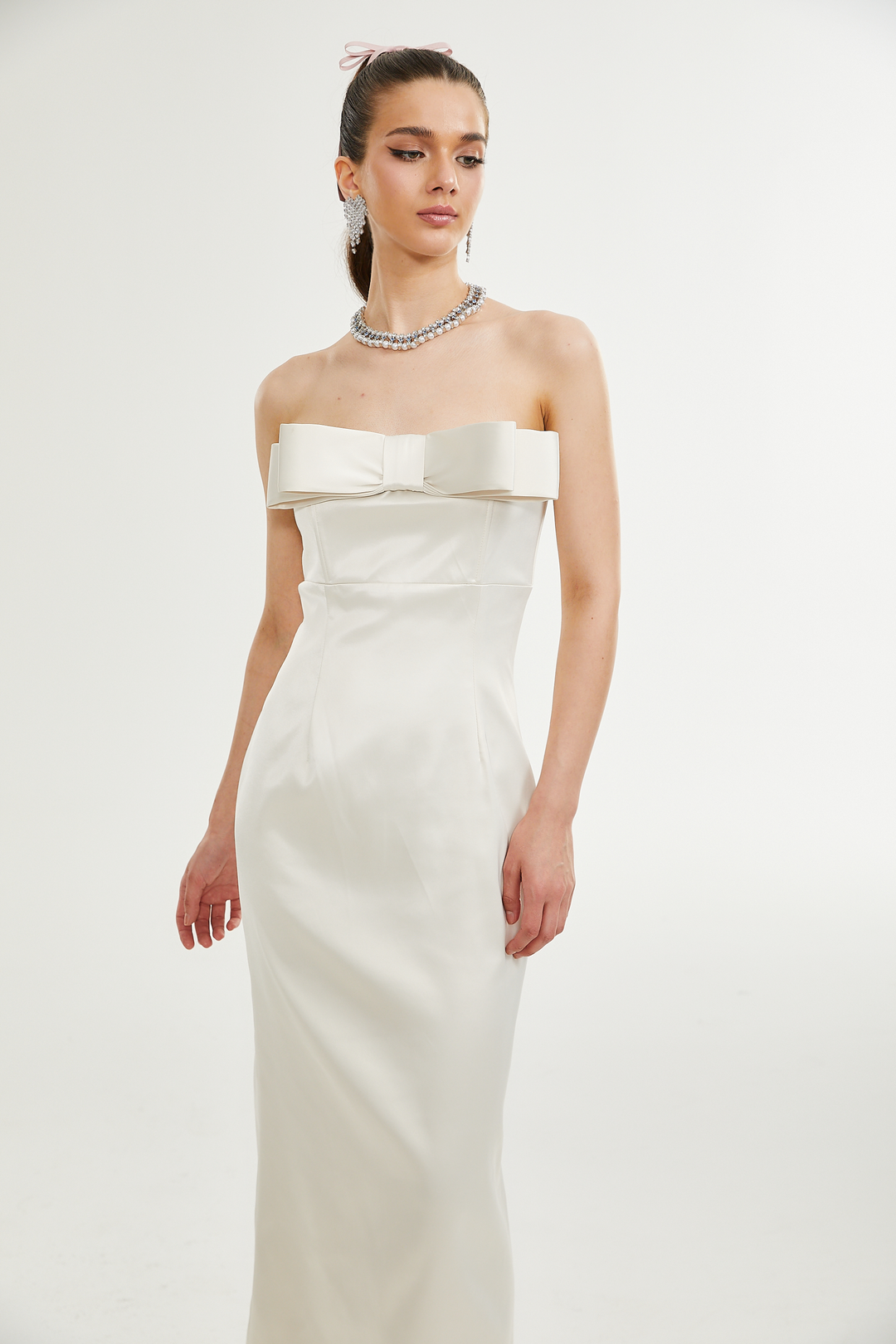Heidi-Mode | Bogen Detail Off Shoulder Kleid