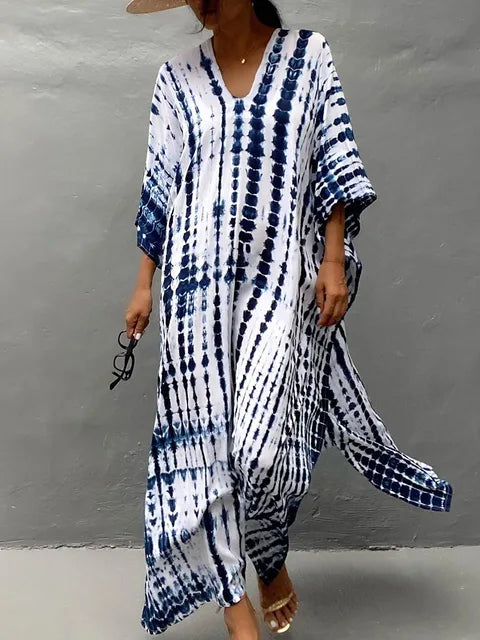 Dames Kaftan Print Zomer Maxi Jurk