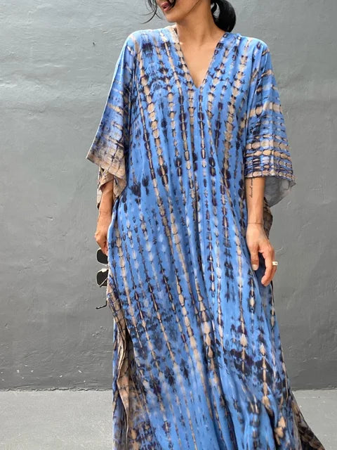 Dames Kaftan Print Zomer Maxi Jurk