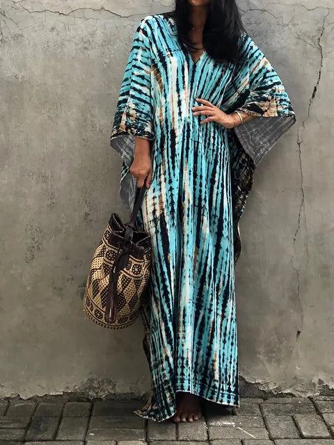 Heidi-Mode | Beach Beauty Frauen Kaftan Print Sommer Maxi Kleid