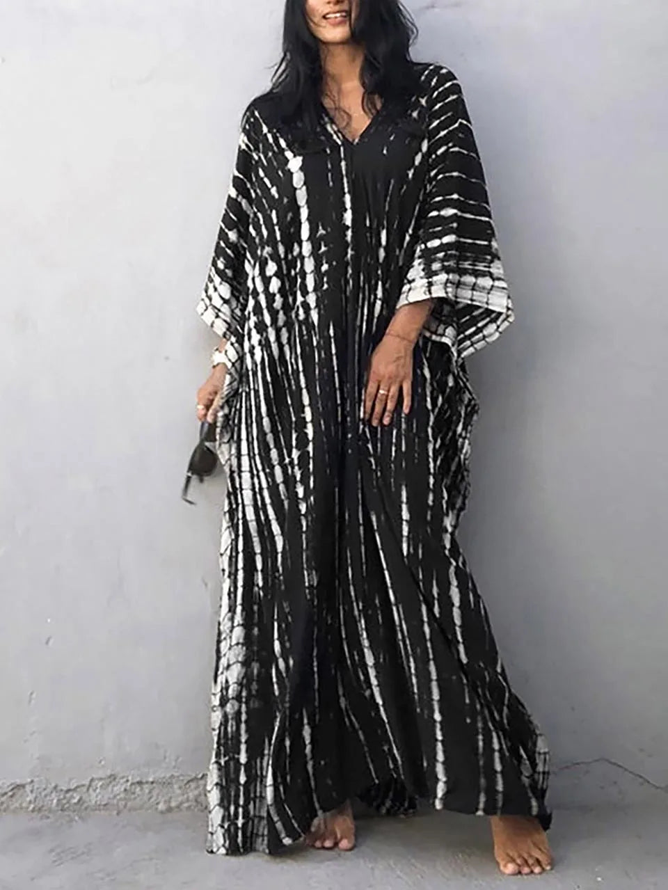 Heidi-Mode | Beach Beauty Frauen Kaftan Print Sommer Maxi Kleid