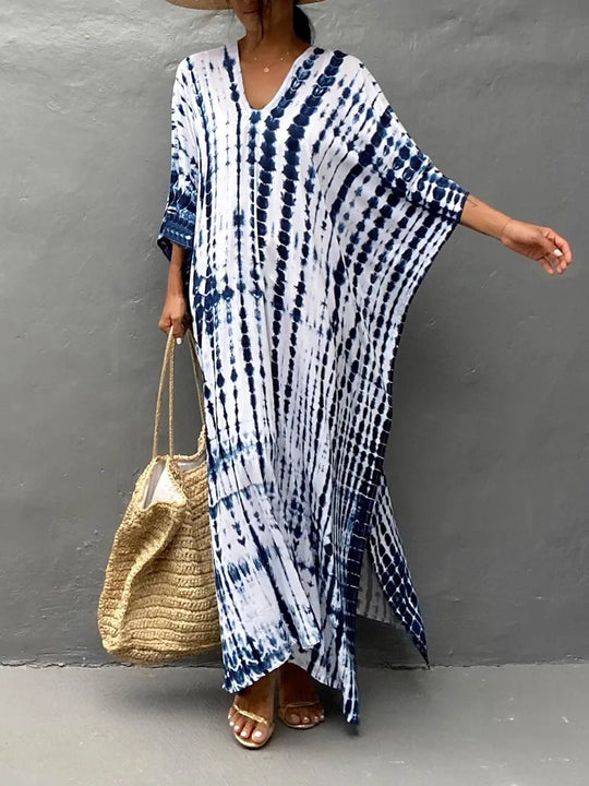 Heidi-Mode | Beach Beauty Frauen Kaftan Print Sommer Maxi Kleid