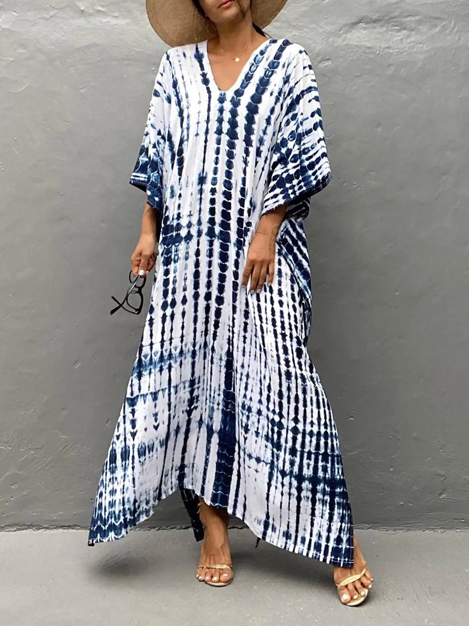Heidi-Mode | Beach Beauty Frauen Kaftan Print Sommer Maxi Kleid