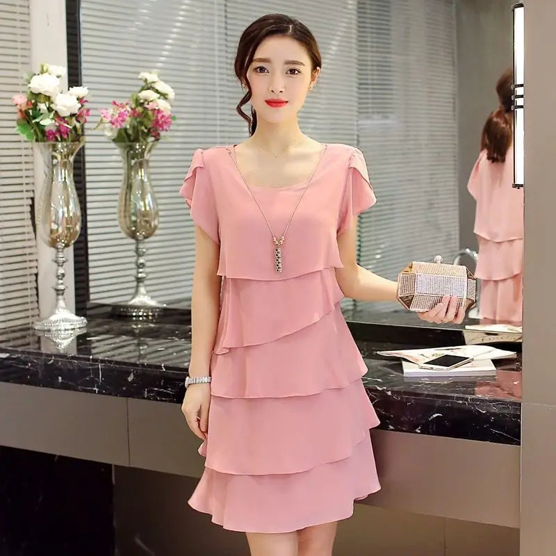 Chic Summer Wave Cut Ruffle Dress