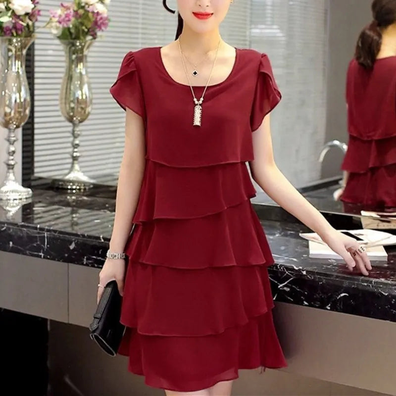 Chic Summer Wave Cut Ruffle Dress