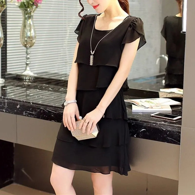 Chic Summer Wave Cut Ruffle Dress