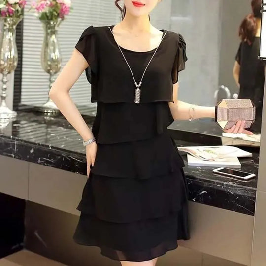 Chic Summer Wave Cut Ruffle Dress