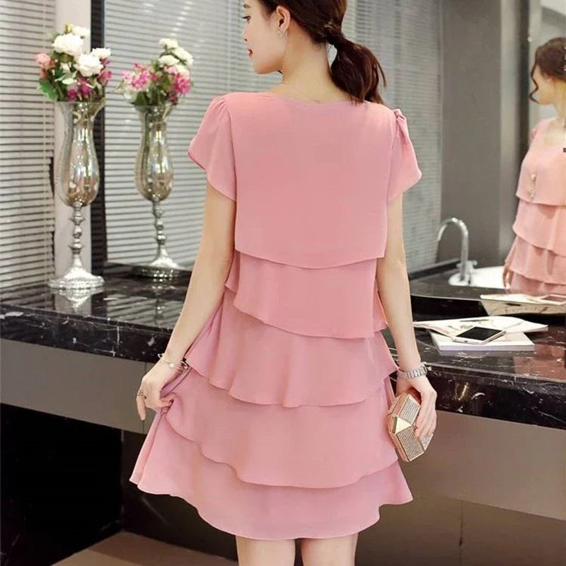 Chic Summer Wave Cut Ruffle Dress