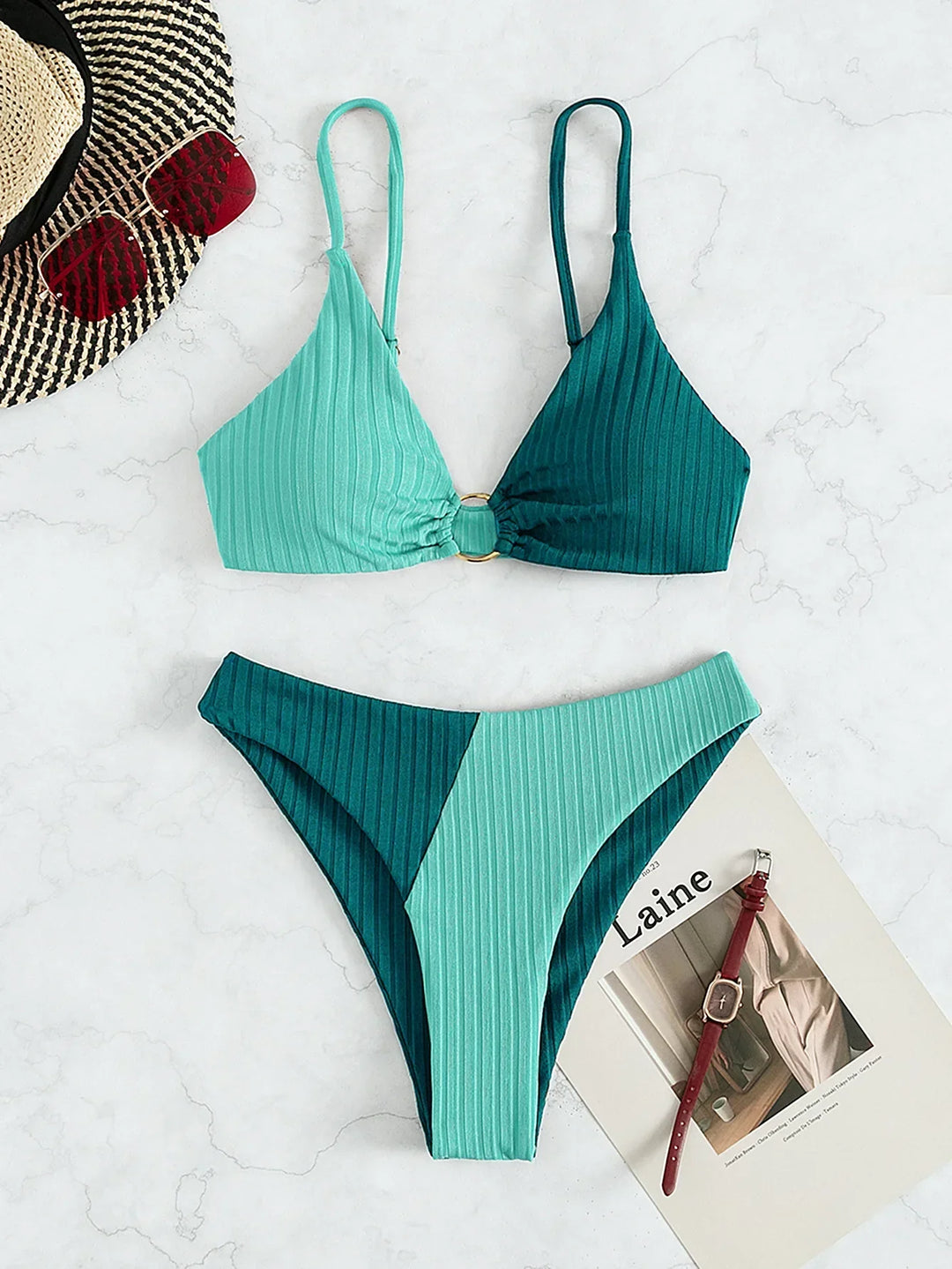 Heidi-Mode | Heidi-Mode | Push-Up-Bikini-Set mit Hoher Taille für Damen