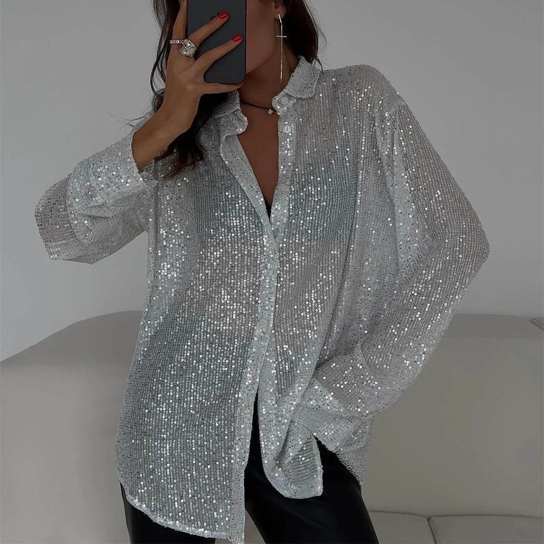 Heidi-Mode | Bluse Langarm Glitzer Bluse