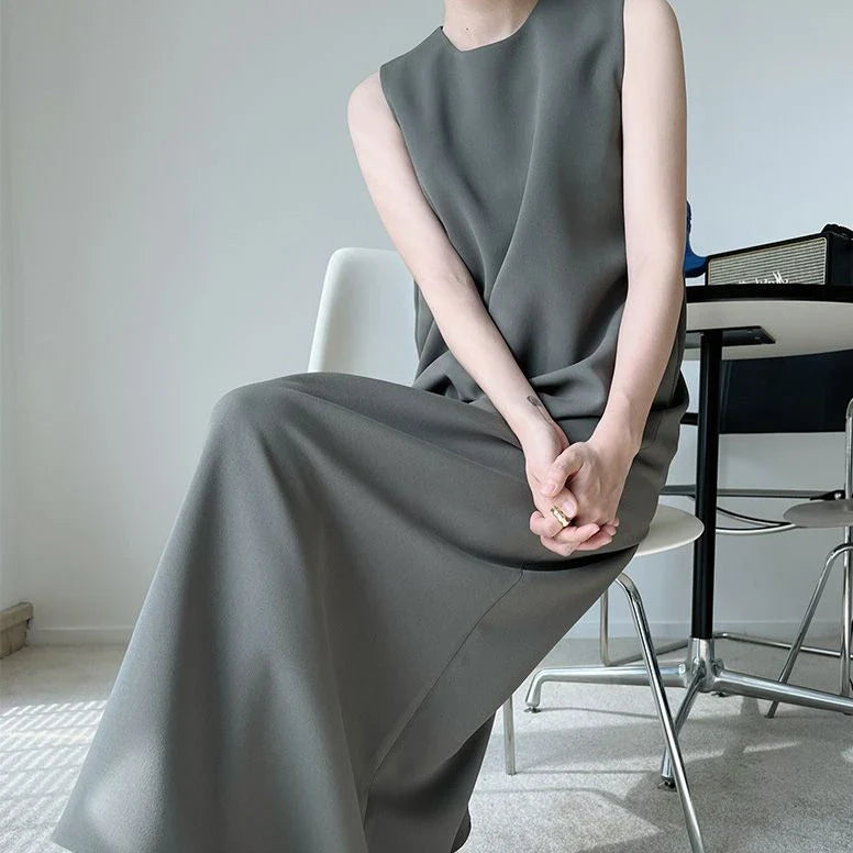 Lässiges, langes Sommerkleid in Unifarben