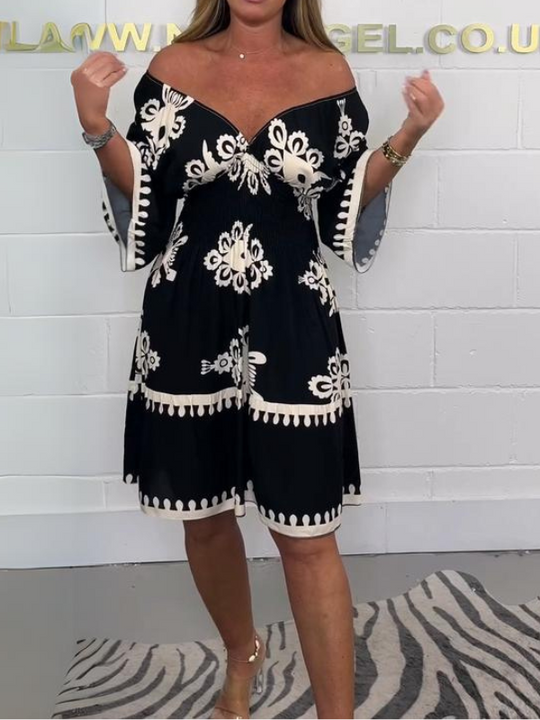Comfy Jurk met V-hals print