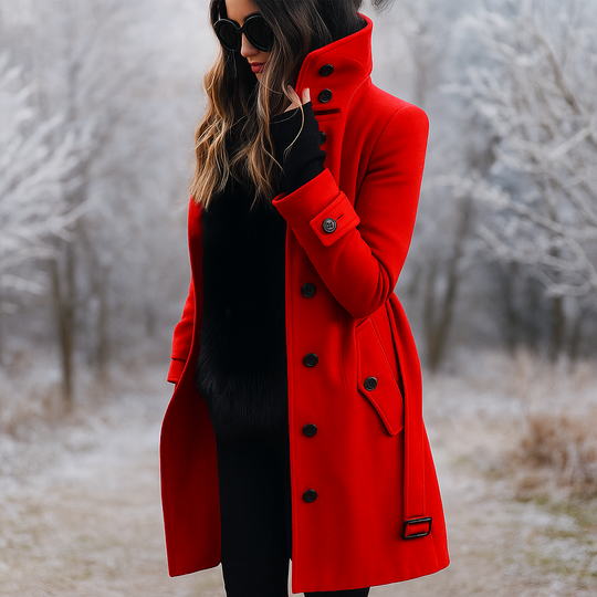 Heidi-Mode | Eleganter Mantel mit Doppelknopf und Stehkragen Samira