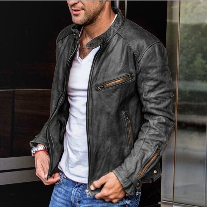 Heidi-Mode | Wetterfeste, Vielseitige Lederjacke für Männer