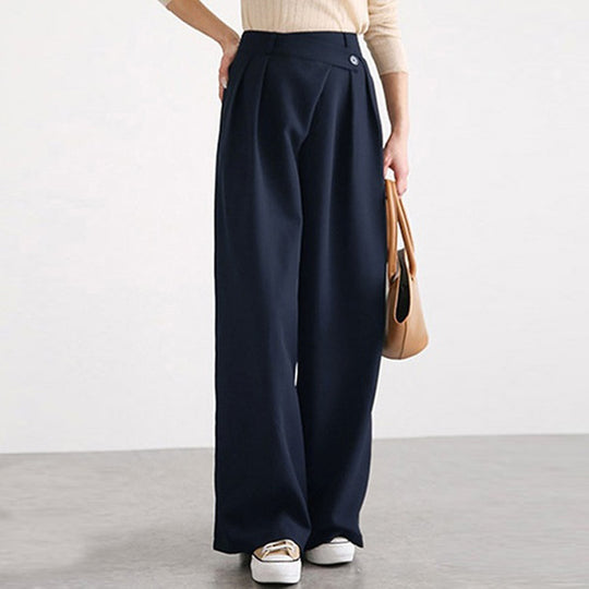 Damen Hochtaillierte weite Hose mit eleganter Faltenteilung Heidi-Mode