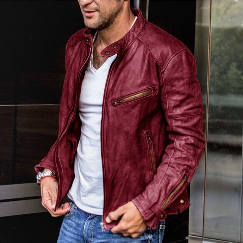 Heidi-Mode | Herren maßgeschneiderte Lederjacke - Klassischer Biker-Stil