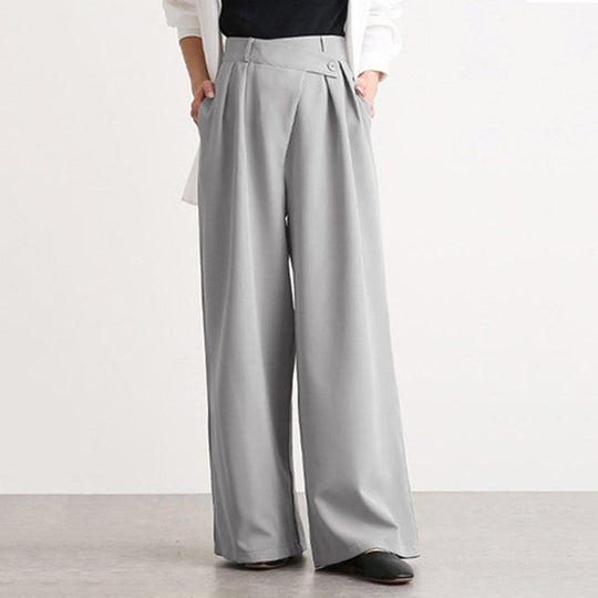 Damen Hochtaillierte weite Hose mit eleganter Faltenteilung Heidi-Mode