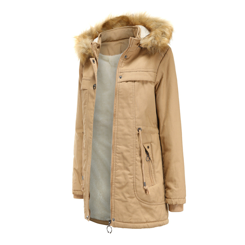 Damen Winterparka mit abnehmbarer Kapuze und Kunstfellbesatz Heidi-Mode