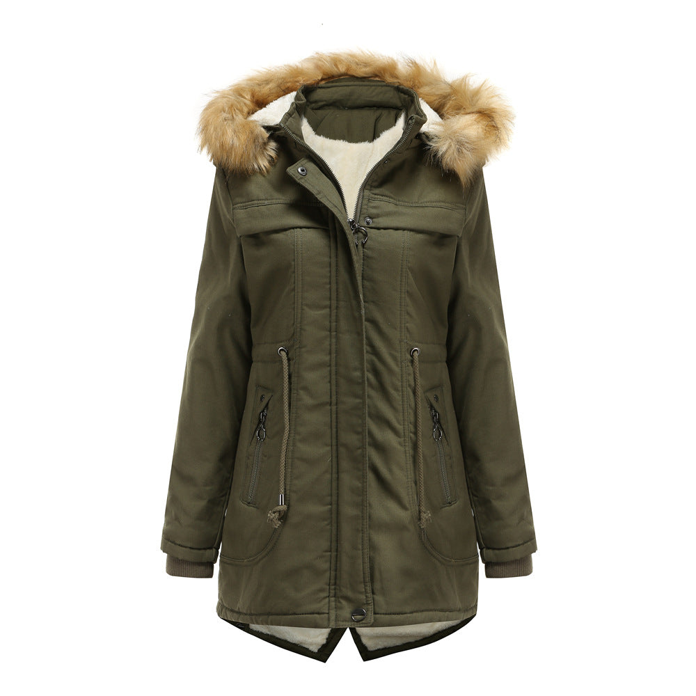 Damen Winterparka mit abnehmbarer Kapuze und Kunstfellbesatz Heidi-Mode