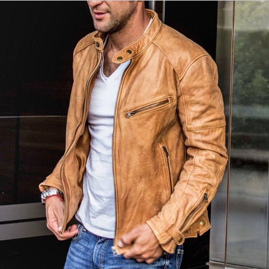 Heidi-Mode | Herren maßgeschneiderte Lederjacke - Klassischer Biker-Stil