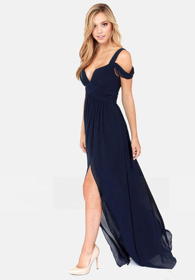 Heidi-Mode | Damenkleid mit Offener Schulter und Schlitz In Maxilänge Sommer