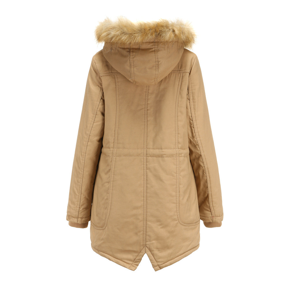 Damen Winterparka mit abnehmbarer Kapuze und Kunstfellbesatz Heidi-Mode
