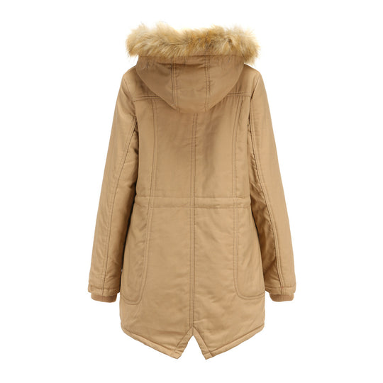 Damen Winterparka mit abnehmbarer Kapuze und Kunstfellbesatz Heidi-Mode