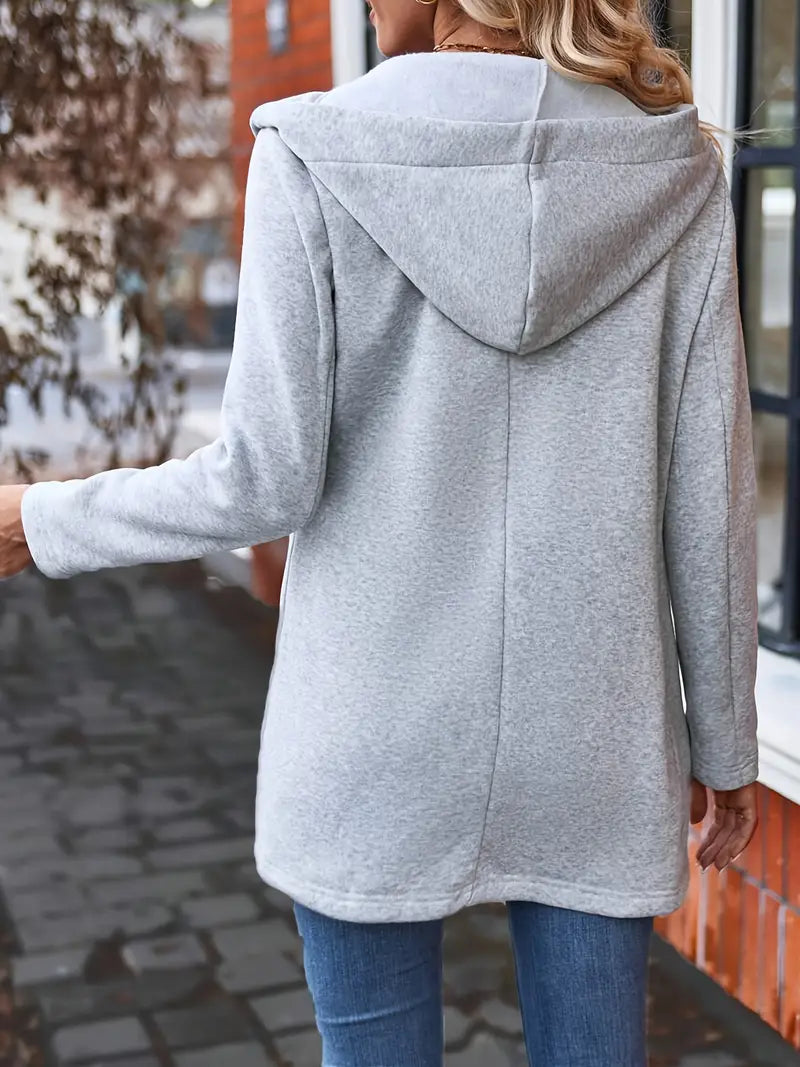 Lässiger Langarm Zip-up Hoodie mit Taschen Jacke