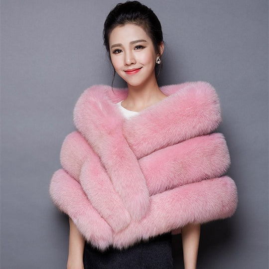 Damen Elegante Kunstpelz-Stola mit voluminösem Schnitt Heidi-Mode