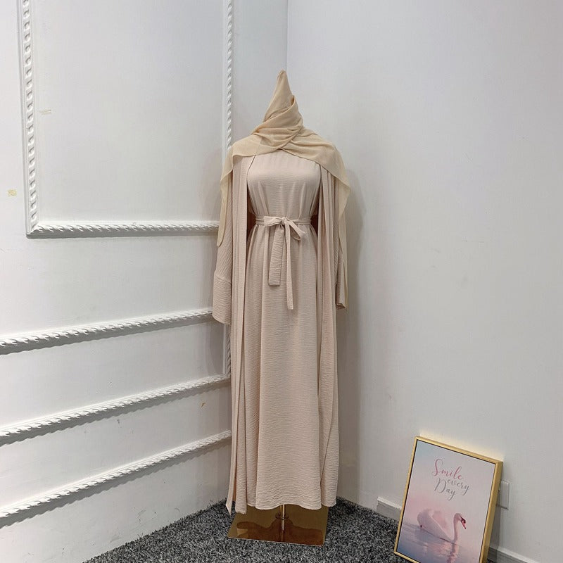 Heidi-Mode | 3 Teile Set Abaya Kleid Arabische Frauen Kleidung Anzug Ohne Abaya, Innenkleid und Scharf
