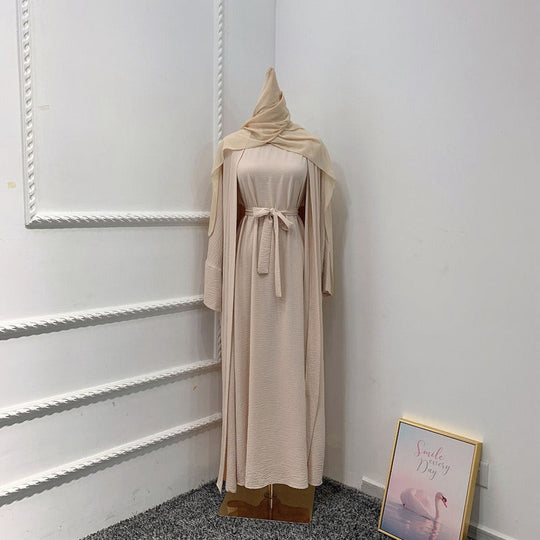Heidi-Mode | 3 Teile Set Abaya Kleid Arabische Frauen Kleidung Anzug Ohne Abaya, Innenkleid und Scharf