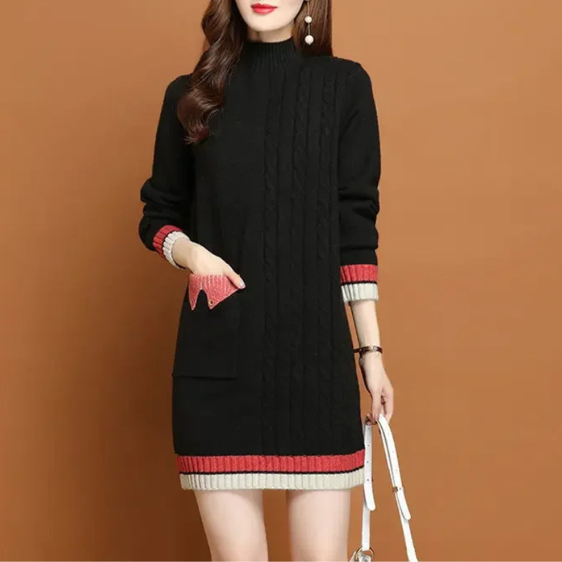 Sweater Midi-Kleid Gestrickt Damen