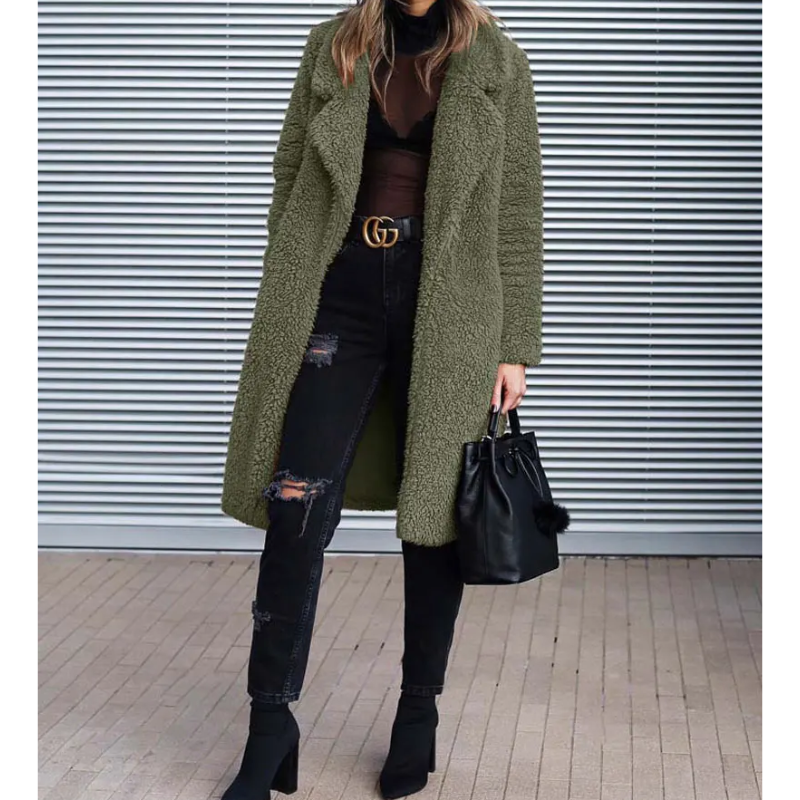 Heidi-Mode | Mantel - Fuzzy Textur mit Reverskragen