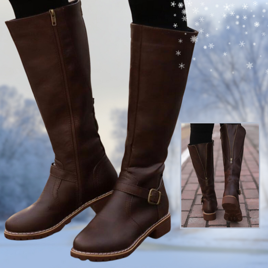 HeidiMode | Hohe Damenstiefel Mit Schnalle Und Absatz