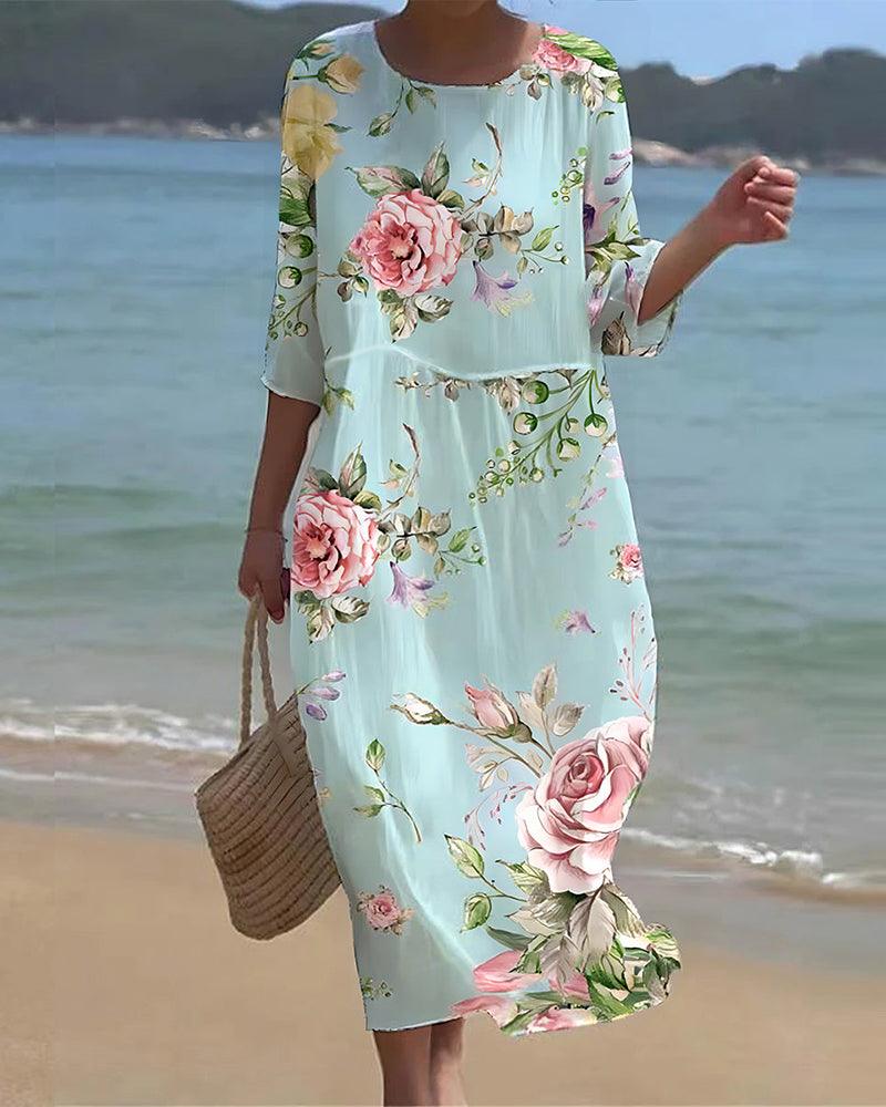 Heidi-Mode | Elegantes Kleid mit Blumenmuster Stilvoll mit Bauchbedeckung