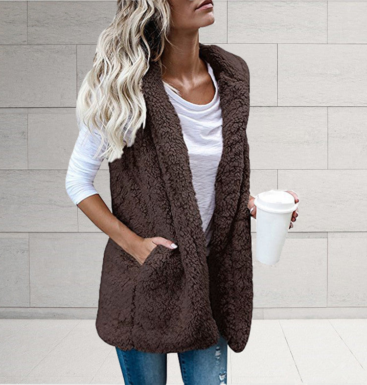 Damen Kuschelige Fleece-Weste mit ergonomischem Schnitt und großen Taschen Heidi-Mode