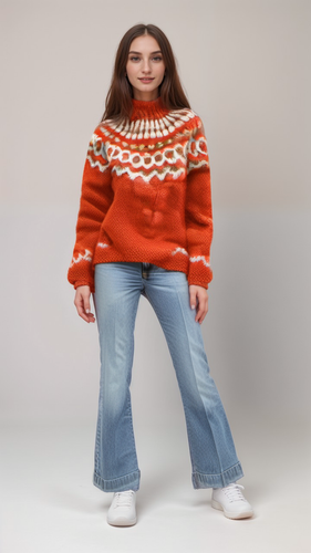 Heidi-Mode | Nordische Strickjacke mit Muster Acryl Warm, Zeitlos