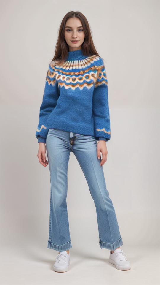 Heidi-Mode | Nordische Strickjacke mit Muster Acryl Warm, Zeitlos